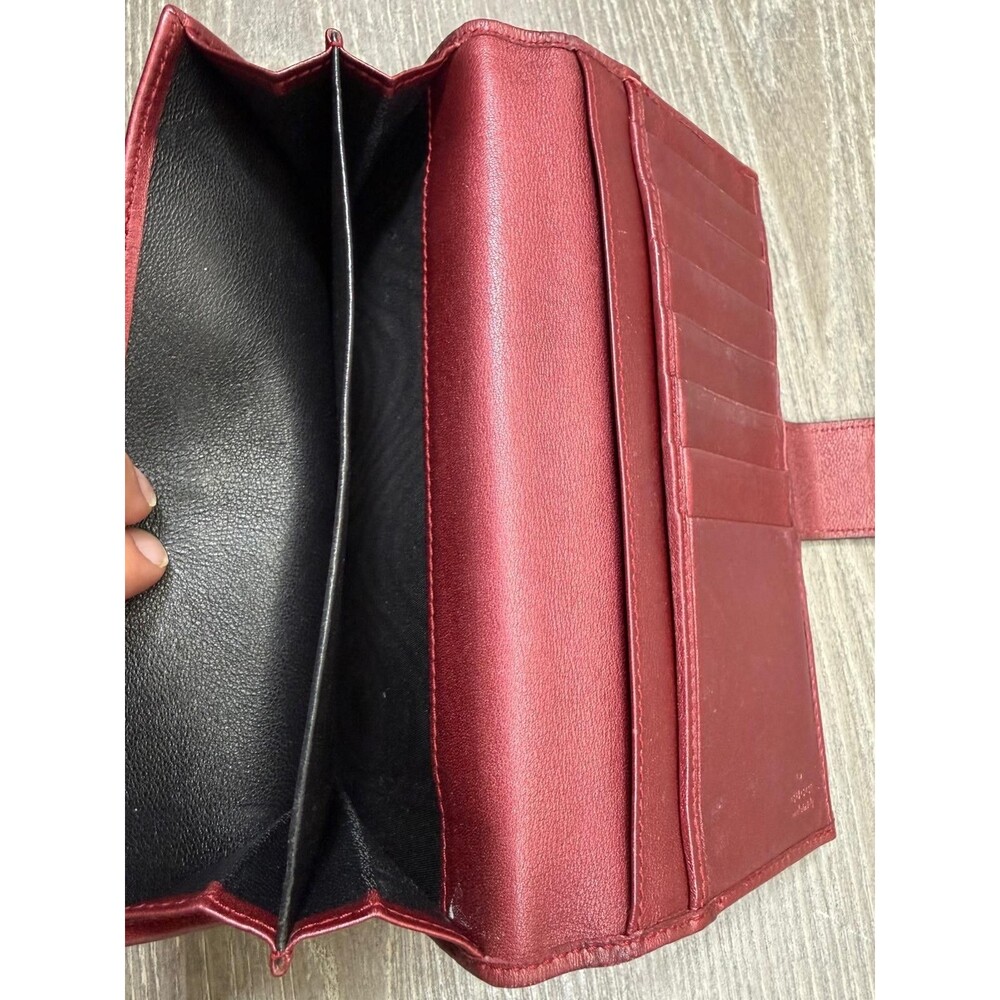 Gucci Lovely Heart GG Guccissima Logo Burgundy Leather Long Wallet  203550 - Picture 5 of 7